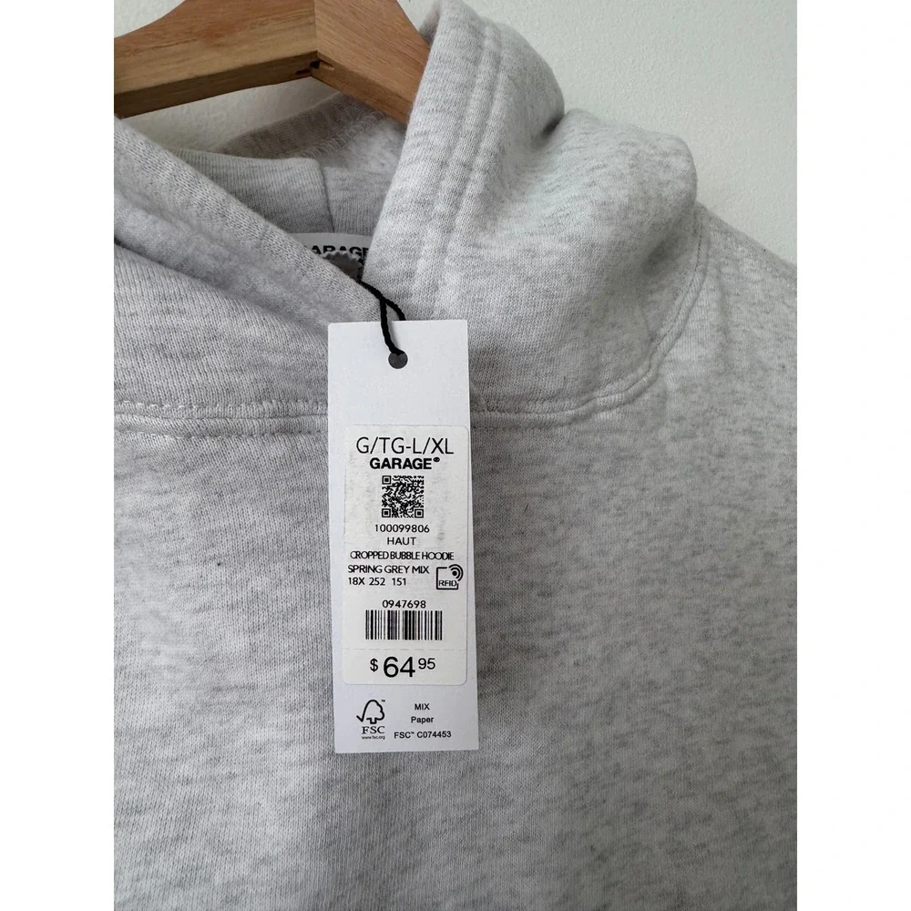 Garage UltraFleece Clean Cropped Bubble Hoodie – Spring Grey Mix – Size L/XL - Picture 4 of 5